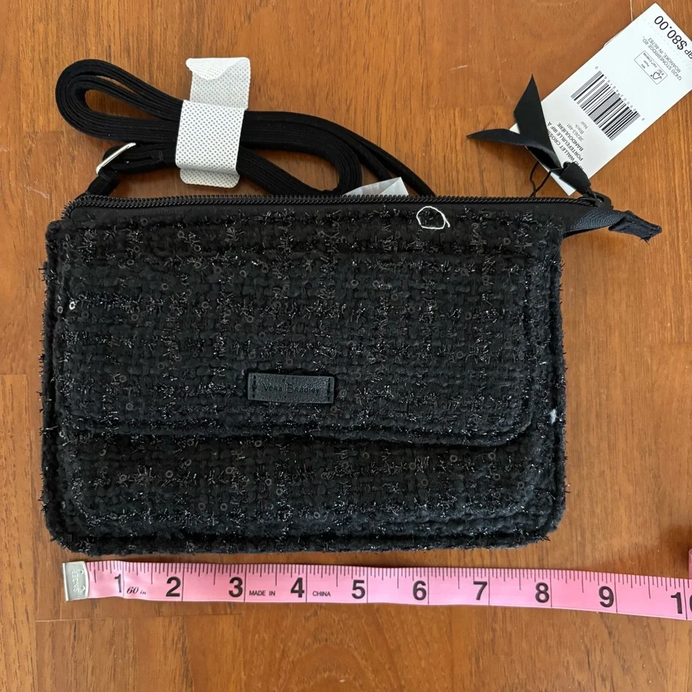 NWT Vera Bradley RFID Crossbody Wallet - black sparkle crossbody purse clutch - Picture 10 of 12